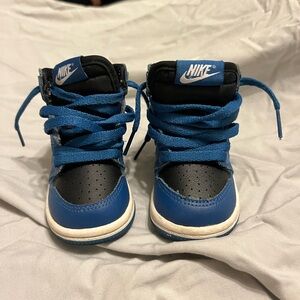 Blue and black air Jordan 1 retro.Slightly worn